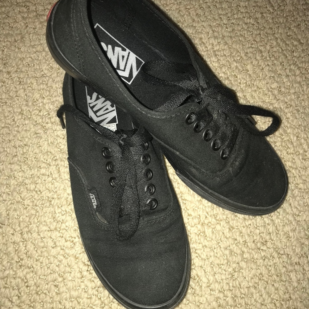 Solid Black Authentic Vans - image 1